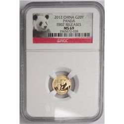 2012 China Panda 1/20th oz. gold  NGC69 first releases
