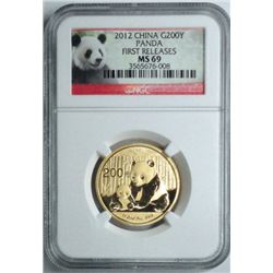 2012 China Panda 1/2 oz. gold  NGC69 first releases