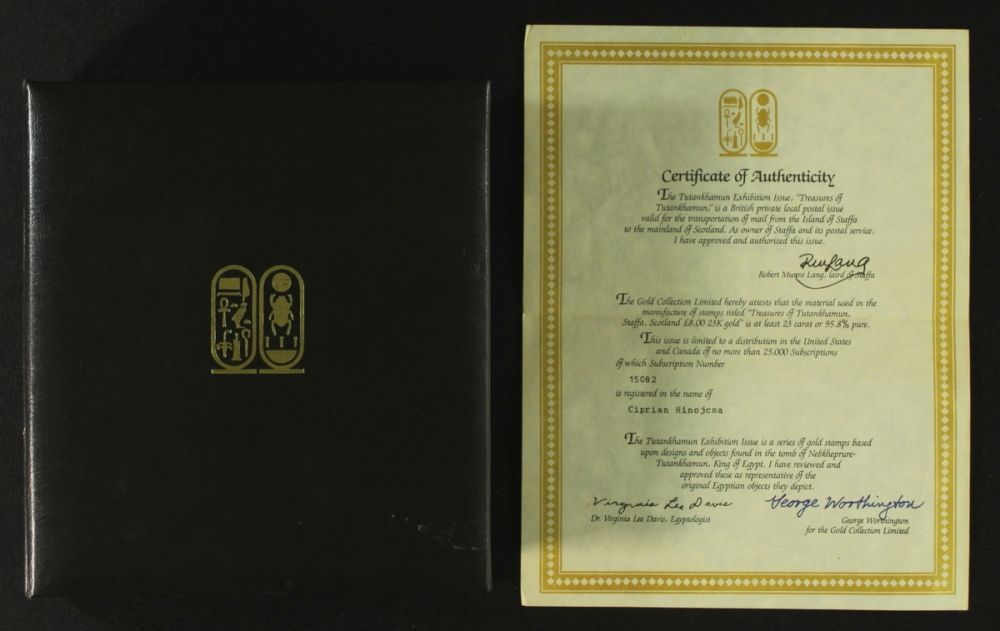 King Tut Exhibition Issue 23K Gold LE Commemorative Stamp Set