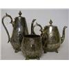 Image 1 : An engraved silver plated three-piece tea ser