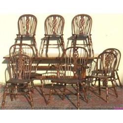 Set of eight Thomas Glenister reproduction wheel-back dining chairs including 2