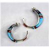 Image 2 : 1950 Zuni Inlay Pierced Earrings - Tsethliari