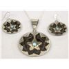 Image 1 : Navajo Sterling Turquoise Necklace & Earrings Set