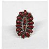 Image 1 : Navajo Sterling & Coral Cluster Ring by Williams