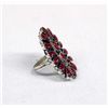 Image 2 : Navajo Sterling & Coral Cluster Ring by Williams