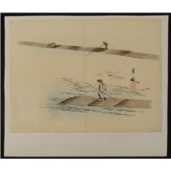 Harada Keigaku Original Japanese Art Print Boat Men