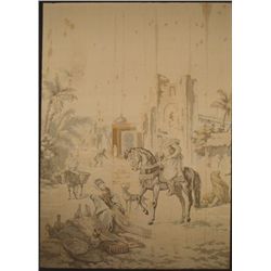 Gobelin Huge Antique Tapestry Middle East Biblical Art