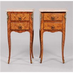 MWF1322 Pair Louis XV Style Marquetry Side Commodes Fre