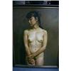 Image 1 : Oil on canvas of Nude Eurasian girl, 28'' x 3