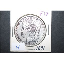 1891 Silver Morgan $1; F12; EST. $30-40