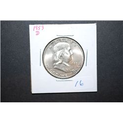 1953-D Ben Franklin 50C; EST. $15-25
