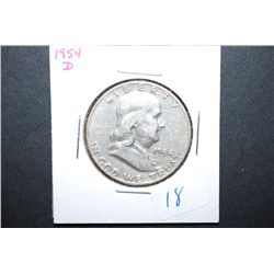 1954-D Ben Franklin 50C; EST. $15-25