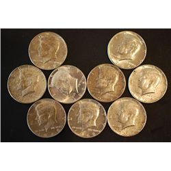 1965-1968 Kennedy 50C; Various Mint Marks; Lot of 9; EST. $10-20