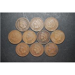 Indian Head One Cent; Various Dates & Conditions; Lot of 10; EST. $10-20