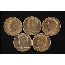 1964 (4) & 1964-D Kennedy 50C; Silver; Lot of 5; EST. $60-90