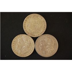 1879-S, 1881-S & 1889-O Silver Morgan $1; Lot of 3; EST. $100-125
