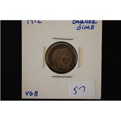1912 Barber One Dime; VG8; EST. $3-8