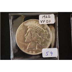 1922 Peace $1; VF20; EST. $30-40