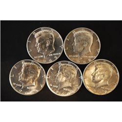1965, 1966 (2) & 1968-D (2) Kennedy Half Dollar; 40% Silver; Lot of 5; EST. $15-25