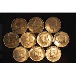 1965, 1967 (3), 1968-D (4) & 1969-D (2) Kennedy Half Dollar; 40% Silver; Lot of 10; EST. $10-20