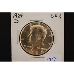 1964-D Kennedy Half Dollar; MS61; EST. $10-20