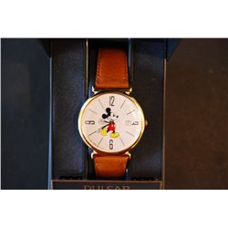 Pulsar Quartz "The Walt Disney Co." Mickey Mouse Men's Wrist Watch W/Leather Band; EST. $60-90