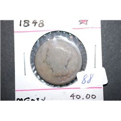 1848 Large One Cent; G4; EST. $15-25