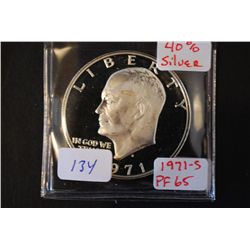 1971-S Eisenhower $1 Coin; 40% Silver; PF65; EST. $10-20
