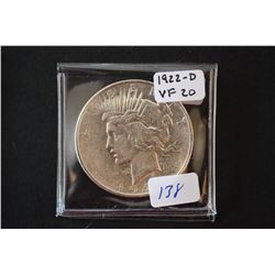 1922-D Peace $1; VF20; EST. $30-40