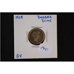 1908 Barber One Dime; G4; EST. $3-8