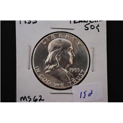 1953 Ben Franklin Half Dollar; MS62; EST. $10-30
