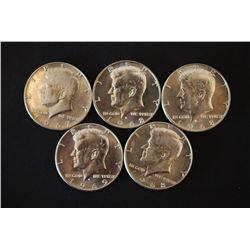 1967, 1968-D (3) & 1969-D Kennedy Half Dollar; 40% Silver; Lot of 5; EST. $15-25