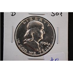 1954-D Ben Franklin Half Dollar; MS63; EST. $15-30