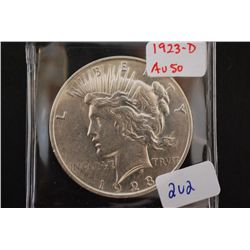 1923-D Peace $1; AU50; EST. $40-60