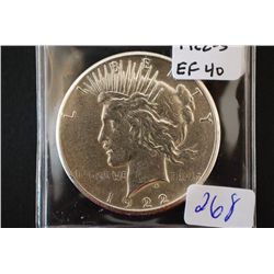 1922-S Peace $1; EF40; EST. $30-40