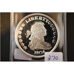 The King Of American Coins-Dexter Hendrickson COPY Silver Round; .999 Fine Silver 1 Oz.; EST. $30-40