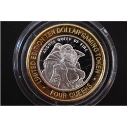 Four Queens Hotel & Casino "Andrea Queen Of Fire" Las Vegas NV Limited Edition Two-Tone $10 Gaming T