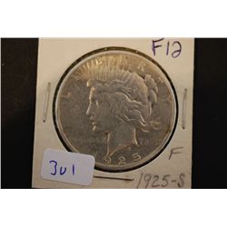 1925-S Peace $1; F12; EST. $30-40