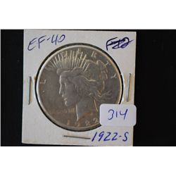1922-S Peace $1; EF40; EST. $30-40