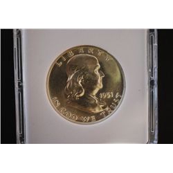 1951 Ben Franklin Half Dollar; MCPCG Graded MS62; EST. $20-40