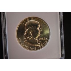 1958 Ben Franklin Half Dollar; MCPCG Graded MS63; EST. $20-40
