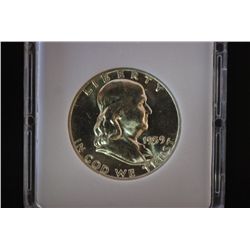 1959 Ben Franklin Half Dollar; MCPCG Graded MS62; EST. $20-40