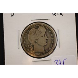 1908-D Barber Quarter; G6; EST. $8-15