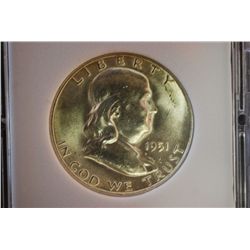 1951-S Ben Franklin Half Dollar; MCPCG Graded MS63; EST. $20-40