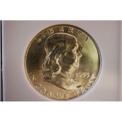 1953-D Ben Franklin Half Dollar; MCPCG Graded MS63; EST. $20-40