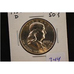 1957-D Ben Franklin Half Dollar; MS61; EST. $10-20