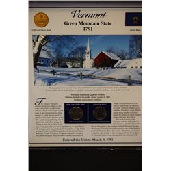 2001 Vermont State Quarter Coin Set W/US Postal Stamps; P&D Mints; EST. $5-10