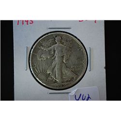 1945 Walking Liberty Half Dollar; EST. $15-30