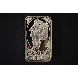 Merry Christmas Silver Ingot; .999+ Fine Silver 1 Oz.; EST. $30-40