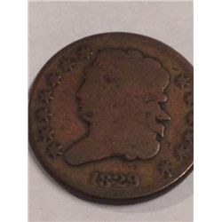 1829 CLASSIC LIBERTY HEAD 1/2 CENT